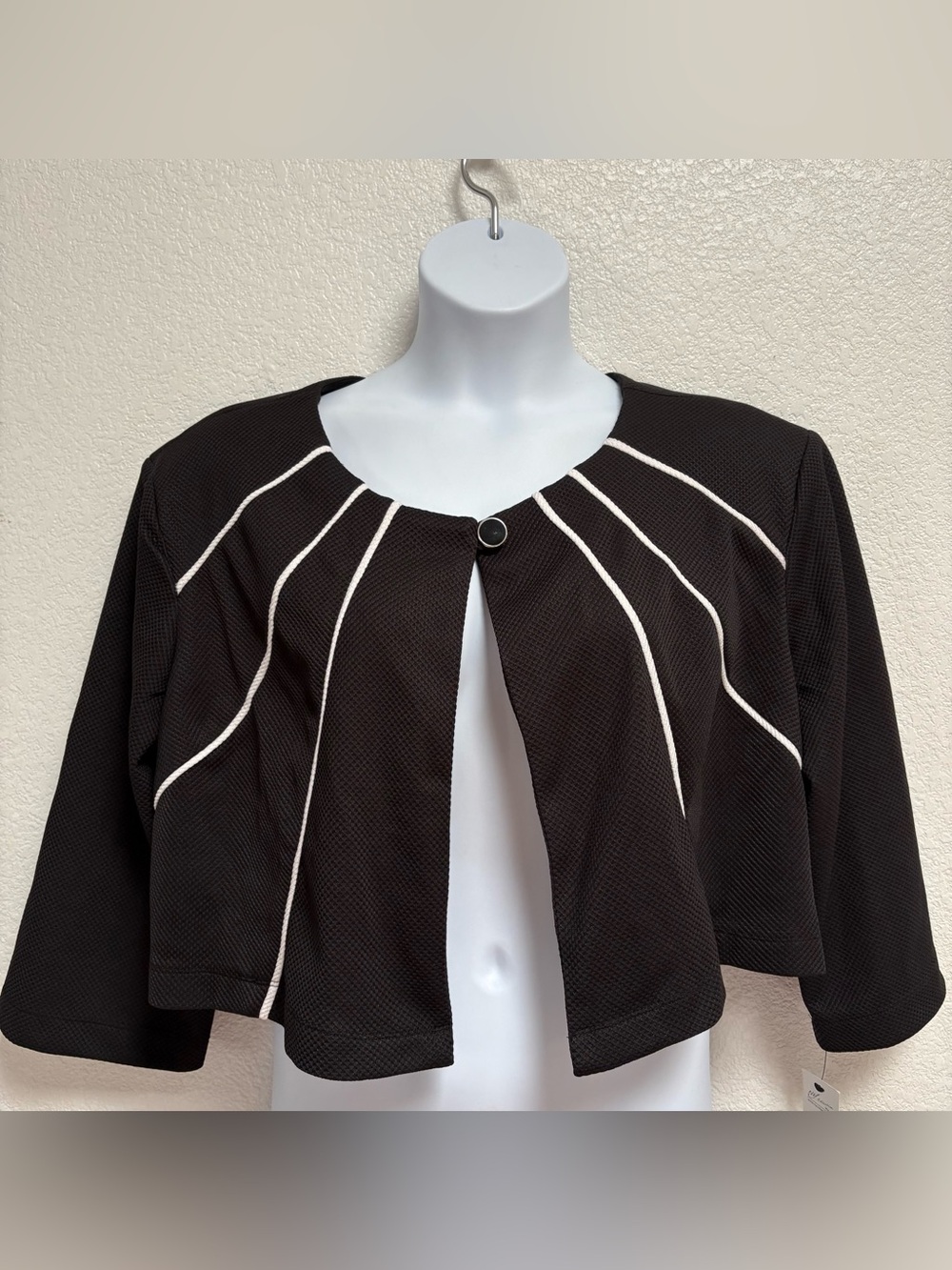NY Collection Black Jacket with White Piping